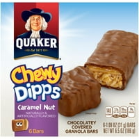 Quaker Chewy Dipps Caramel Nut Chocolatey Acoperite Granola Baruri 6-1. oz. Baruri