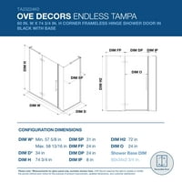 Ove decoruri Tampa în. Intru. W în. H colț duș Kit cu pivot fara rama duș ușă în negru și duș Pan