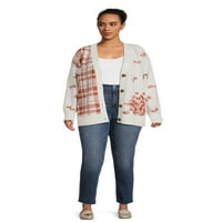 Jane Street femei Plus buton Cardigan fata pulover, Midweight