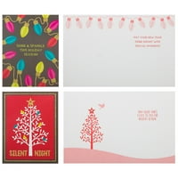 Set de felicitări de Crăciun realizate manual, bordură simplă Santa w Candycane, pachet 12
