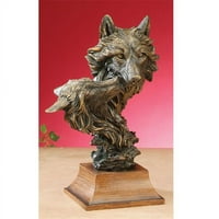 Unison Gifts, Inc. Sculptura Bustului Lupului Gri Din Bronz