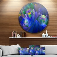 Designart 'Blue Fractal Flower Bouquet' Floral Circle Metal Wall Art