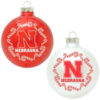 Topperscot NCAA Nebraska Cornhuskers acasă și departe de sticlă Ornament Set, Set de 2