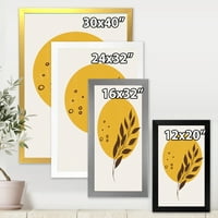 Designart 'lună abstractă și soare galben cu frunze tropicale II' imprimare modernă de artă încadrată