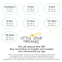 Little Star Organic Baby Girl 3pk Body Cu mânecă scurtă, Dimensiune nou-născut-24M