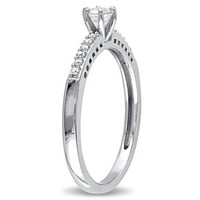 Miabella femei Carat T. G. W. creat safir alb și rotund tăiat diamant Accent Sterling argint inel de logodna