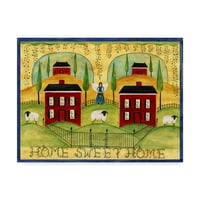 Marcă comercială Fine Art 'Home Sweet Home Red House' Canvas Art de Cheryl Bartley