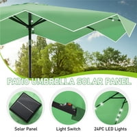 Studio 10ft Solar LED outdoor Market Umbrelă de terasă cu reglare ușoară a înclinării, Verde