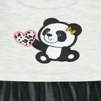 Bodysuit Peplum Cu Mânecă Lungă Panda Pentru Fete Garanimals