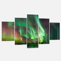 Designart 'Green Northern Lights Aurora' Multipanel Mare Abstract Metal Wall Art