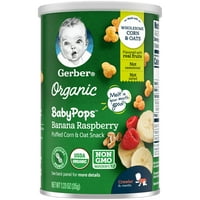 Gerber organic BabyPops banane zmeură porumb și ovăz Puffed Snacks-uri, 1. Recipient Oz