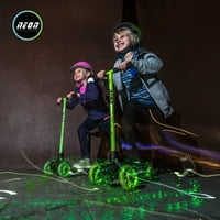 Neon Glider trei roți scuter pentru copii cu LED-uri roți Verde