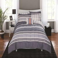 Piloni Luxe Stripe pat din 8 piese într-o geantă Set de cuverturi de pat, complet