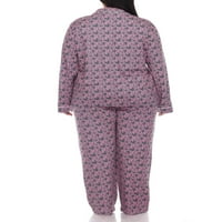 Alb marca femei și femei Plus inima Maneca lunga top și Pijama pantalon Set