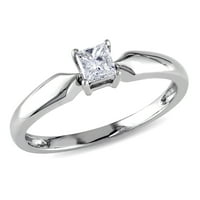Miabella femei carate TW Printesa-Cut diamant 10kt Aur Alb Solitaire inel de logodna