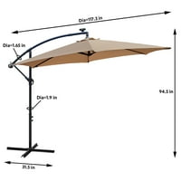 Abble 10 ' Solar Cantilever Umbrela Tan