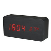 Baldr Digital Ceas cu alarmă din lemn, negru W LED roșu