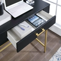 Mobilier birou modern Life în finisaj negru cu picioare metalice aurii