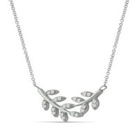 JewelersClub Carate T. W. Alb Diamant Sterling Argint Frunze Colier