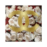 Stupell Industries Chic Paint Drip Designer Logo Floral Blossom Roses Canvas Wall Art, 17, Design de Madeline Blake