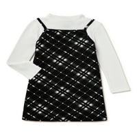 Limited too Toddler Girl Top Cu mânecă lungă cu rochie imprimată stratificată, dimensiuni 2T-4T