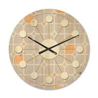Designart 'Geometrical Retro Pattern II' ceas de perete Modern din lemn de la mijlocul secolului