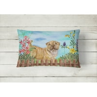 Caroline ' s Treasures Ck1281pw Shar Pei Puppy Spring pânză pânză Pernă decorativă 12H x16W, multicolor