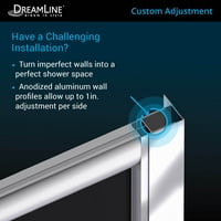 DreamLine prim în. în. Cabină de duș glisantă din sticlă transparentă, fără rame, din nichel periat, cu Kit de bază pentru biscuiți