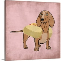 GreatBIGCanvas Hot Dog Cutie de Marcus Prime galben deschis Negru 16 în. W 16 în. H Unframed Canvas Art Print Agățat Hardware