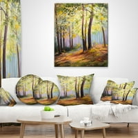 Designart pădure de primăvară cu lumina soarelui-peisaj imprimat arunca perna-18x18