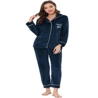 Chilipiruri unice femei flanel pijama Buton jos PJ Lounge Sleepwear seturi