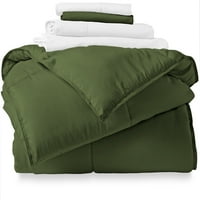 Bare Home microfibră pat verde și alb din 5 piese într-o geantă, Twin XL