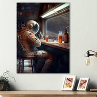 Designart Astronaut Având O Băutură Canvas Wall Art