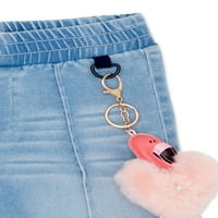 Squeeze Girls Pull-On Frayed tiv Tricot Denim pantaloni scurți cu breloc GWP, dimensiuni 7-12