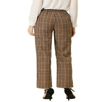 Chilipiruri unice femei Crăciun carouri pantaloni buzunare picior drept Casual pantalon