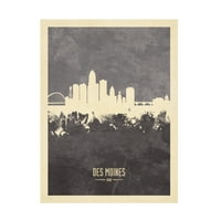 Arta Pânzei Lui Michael Tompsett 'Des Moines Iowa Skyline Gray'