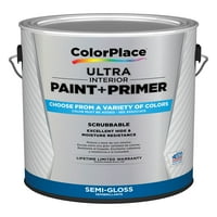 ColorPlace Ultra Interior Paint & Primer, Copac Înalt Scoarță Maro, Semi-Lucios, Galon