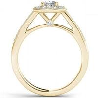 Carat T. W. diamant single Halo 14kt aur galben inel de logodna