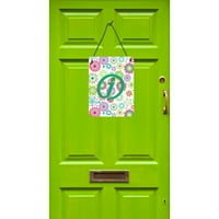 Carolines comori CJ2011-JDS scrisoare J flori roz Teal verde inițial perete sau ușă agățat printuri, 12x16