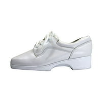 Oră confort Cherie femei lățime largă din piele Dantela-up Oxford pantofi alb 11