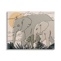 Stupell Industries Elephant Family March Safari Sun Sky Abstract Linework, 24, Design de Ziwei Li