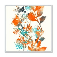 Designart 'flori sălbatice portocalii și verzi III' imprimare modernă de artă de perete din pânză încadrată