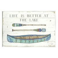 Stupell Industries viața mai bună la lac rustic canoe minereuri model de cereale artă grafică artă Neîncadrată imprimare artă