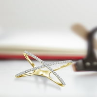 JewelersClub carate alb diamant inel cu aur 14k peste inel de argint