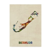 Marcă comercială Fine Art 'Bermuda acuarelă hartă' panza arta de Michael Tompsett