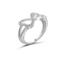 Bijuteriiclub 0. Argint Sterling Accent alb diamant Infinity inima inel pentru femei