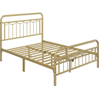 Platformă metalică SmileMart pat complet cu tăblie și Footboard Vintage, aur antic
