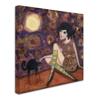 Marcă comercială Artă Plastică 'Big Eyed Girl Full Moon' artă pe pânză de Wyanne