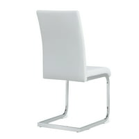Scaune de luat masa Miniyam, scaun lateral fără brațe cu spate înalt, cu picioare metalice Set de 2, Alb