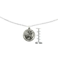 Primal argint Sterling Argint Antichizat Medalia Sfântului Francisc de Assisi pe lanțul de cablu